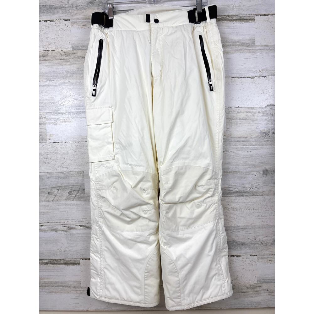 Lands' End Womens 10 Petite White Fleece Lined Snow Ski Outdoor Pants NEW